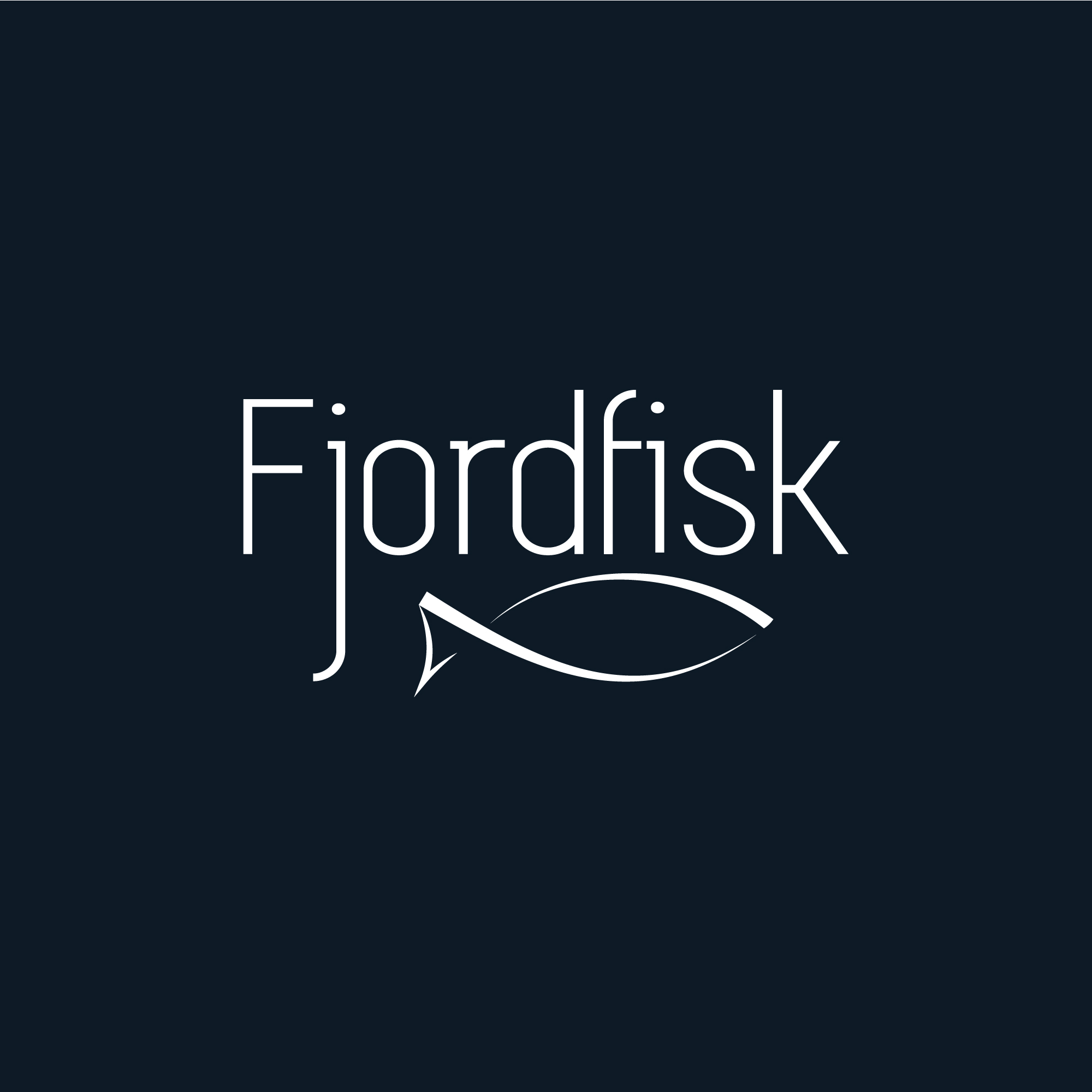Logo Fjordfisk - Schrift mit abstraktem Fisch